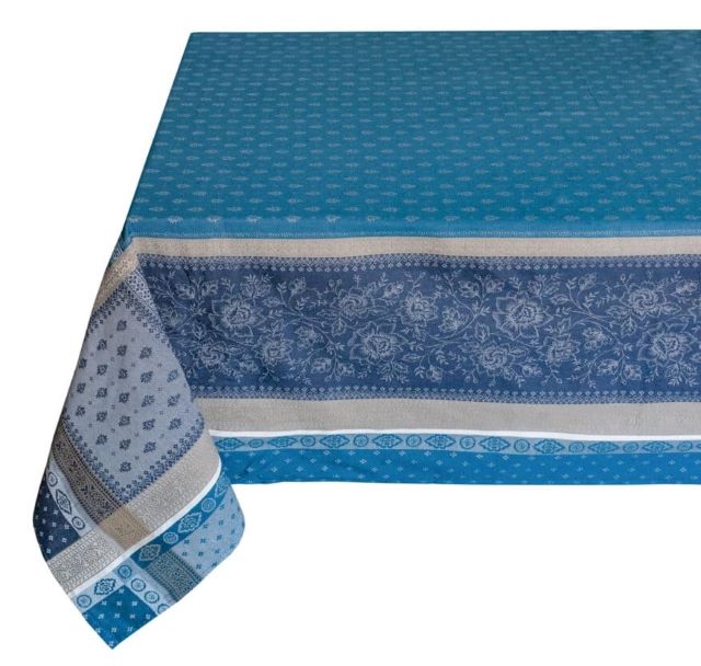 Jacquard tablecloth Teflon (Marat d'Avignon Massilia. azurblue) - Click Image to Close